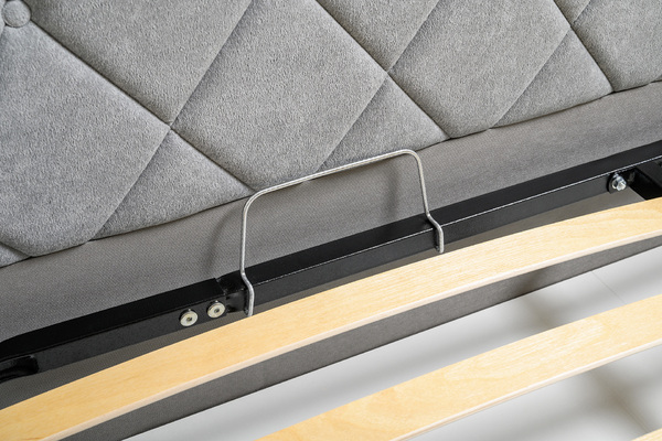 Кровать Марион 180 велюр OCEAN 023 серый с ортопедическим основанием и подъемным механизмом (спальное место 180 х 200)