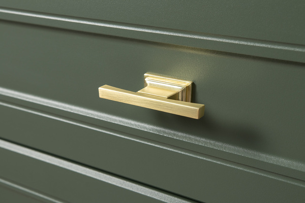 Комод Марион 16.256 дымчатый зеленый K521, олива шагрень AG 1050 ПВХ, белый PE шагрень