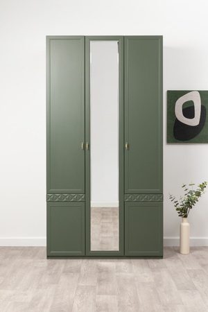 Шкаф для одежды Марион 16.340.03 дымчатый зеленый K521, олива шагрень AG 1050 ПВХ (собирается на любую сторону)