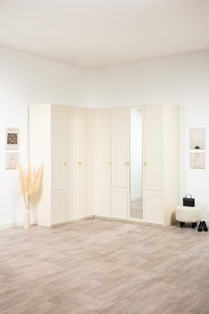 Шкаф для одежды Марион 16.340.03 слоновая кость С341 PE, слоновая кость 6898 ПВХ (собирается на любую сторону)