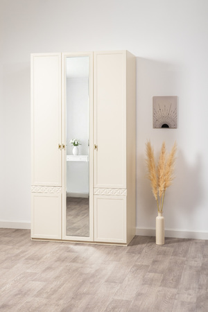 Шкаф для одежды Марион 16.340.03 слоновая кость С341 PE, слоновая кость 6898 ПВХ (собирается на любую сторону)