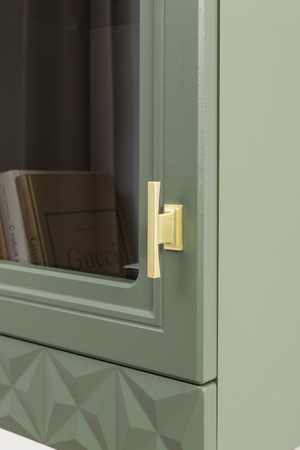 Гостиная Марион композиция 2 дымчатый зеленый K521, олива шагрень AG 1050 ПВХ, белый PE шагрень (собирается на любую сторону)