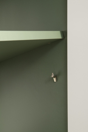 Гостиная Марион композиция 1 дымчатый зеленый K521, олива шагрень AG 1050 ПВХ, белый PE шагрень (собирается на любую сторону)