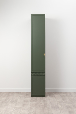 Шкаф-пенал Марион 16.340.01 дымчатый зеленый K521, олива шагрень AG 1050 ПВХ (собирается на любую сторону)