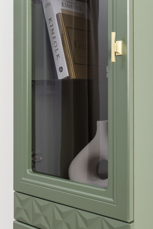 Гостиная Марион композиция 1 дымчатый зеленый K521, олива шагрень AG 1050 ПВХ, белый PE шагрень (собирается на любую сторону)