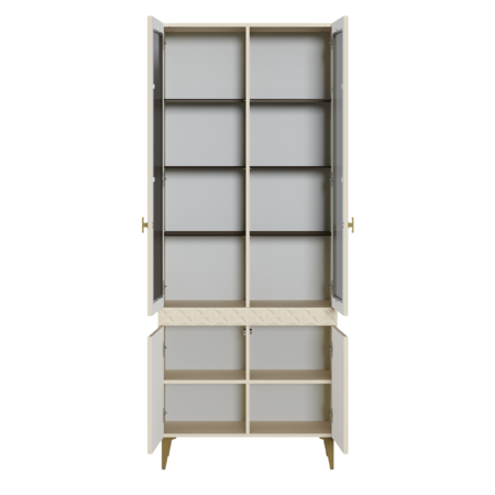 Гостиная Марион композиция 3 слоновая кость С341 PE, слоновая кость 6898 ПВХ, белый PE шагрень (собирается на любую сторону)