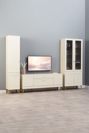 Шкаф-витрина Марион 16.397.02 слоновая кость С341 PE, слоновая кость 6898 ПВХ