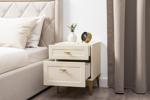 Тумба прикроватная Марион 16.14 слоновая кость С341 PE, слоновая кость 6898 ПВХ, белый PE шагрень