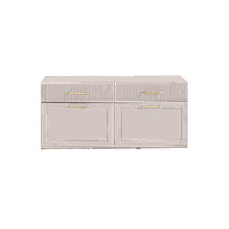 Гостиная Ричфорд композиция 2 с карнизами, кашемир 5981 BS, моно керамика D166-2 ПВХ, белый PE шагрень (собирается на любую сторону)